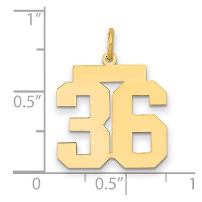 14K Gelbgold Mittel Poliert Zahl 36 Charm