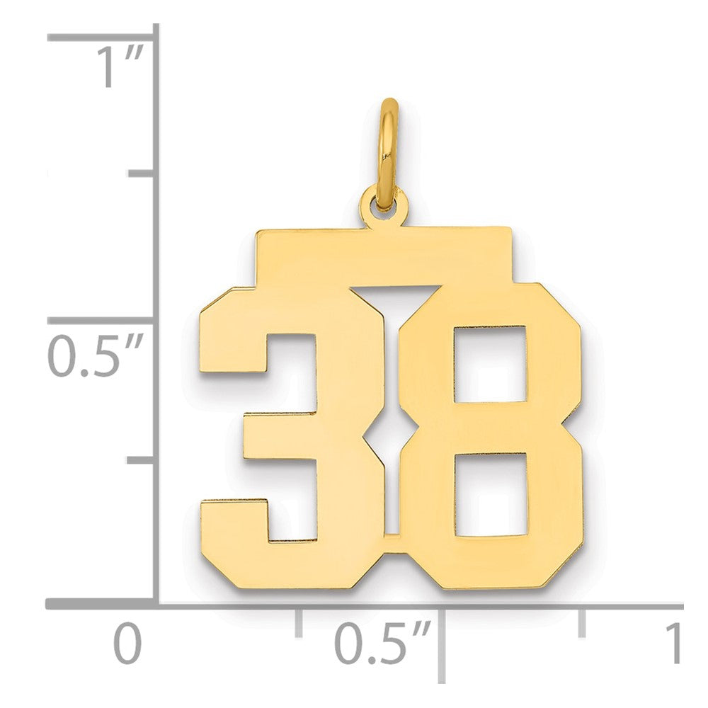 14K Gelbgold Mittel Poliert Zahl 38 Charm