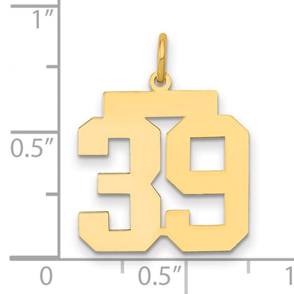14K Gelbgold Mittel Poliert Zahl 39 Charm