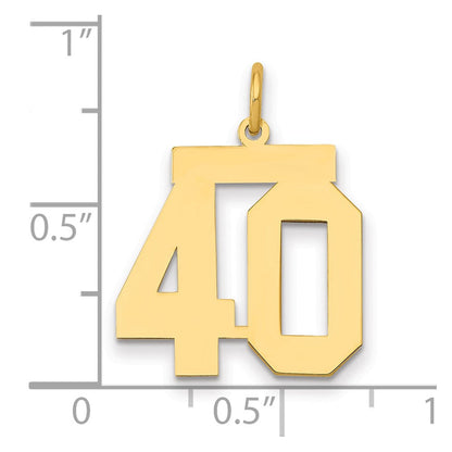 14K Gelbgold Mittel Poliert Zahl 40 Charm