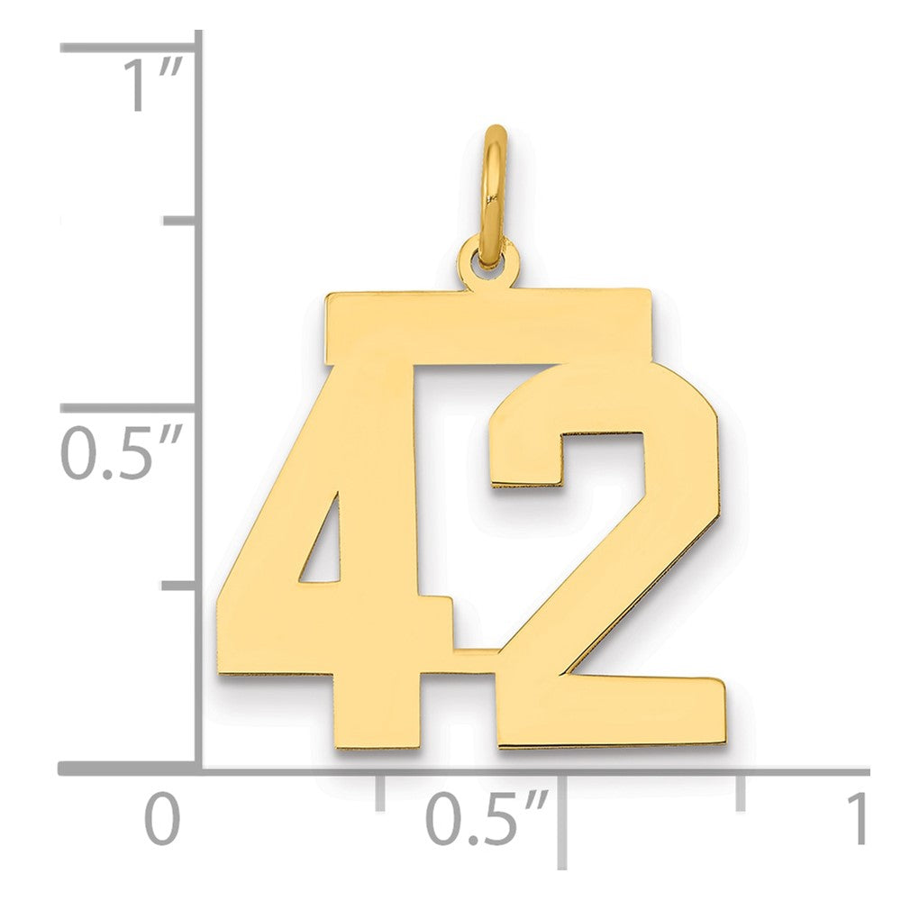 14K Gelbgold Mittel Poliert Zahl 42 Charm