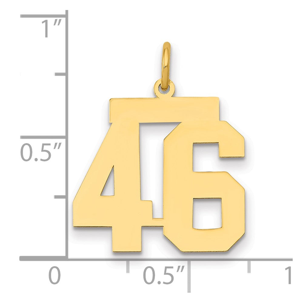 14K Gelbgold Mittel Poliert Zahl 46 Charm
