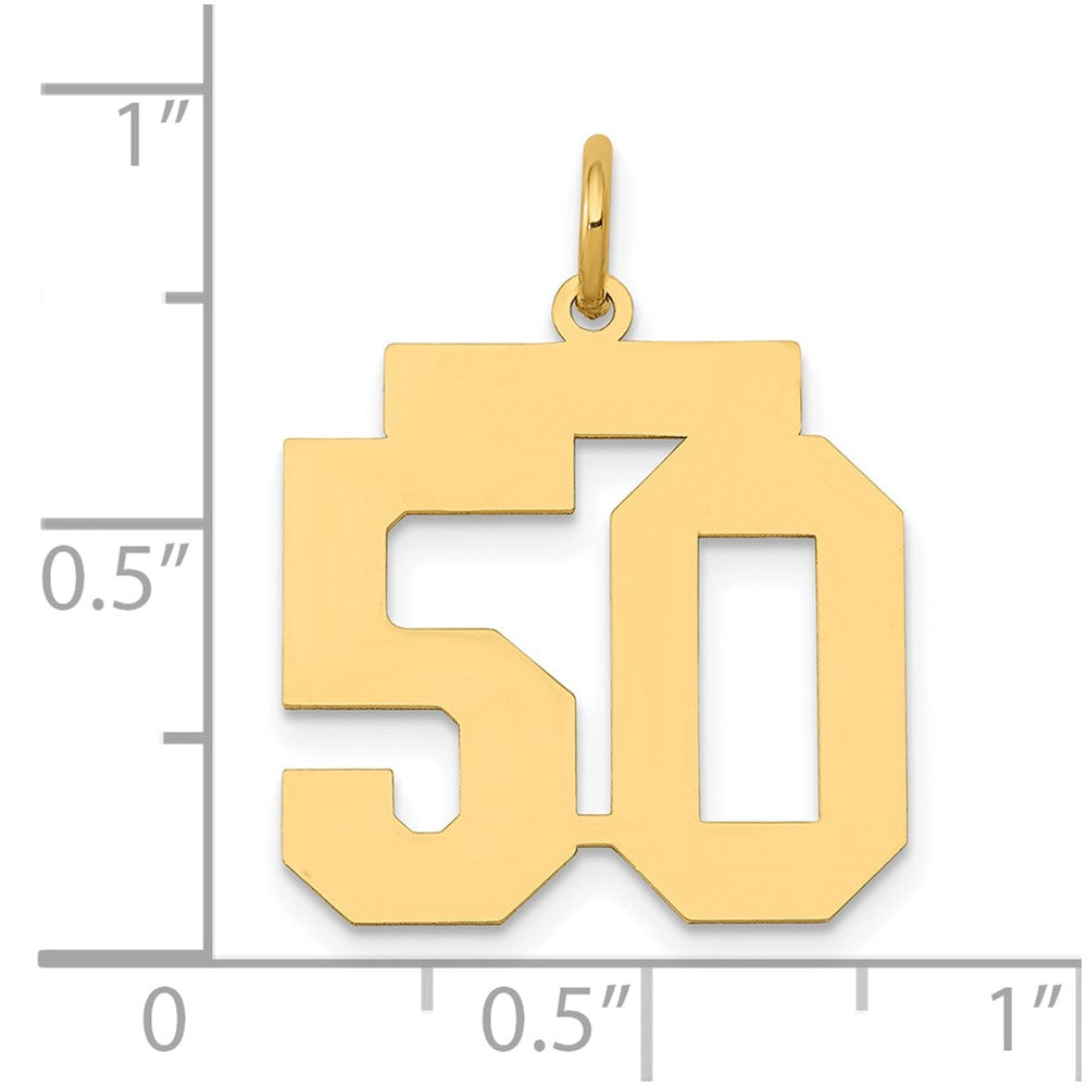 14K Gelbgold Mittel Poliert Zahl 50 Charm