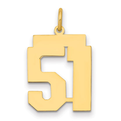 14K Gelbgold Mittel Poliert Zahl 51 Charm