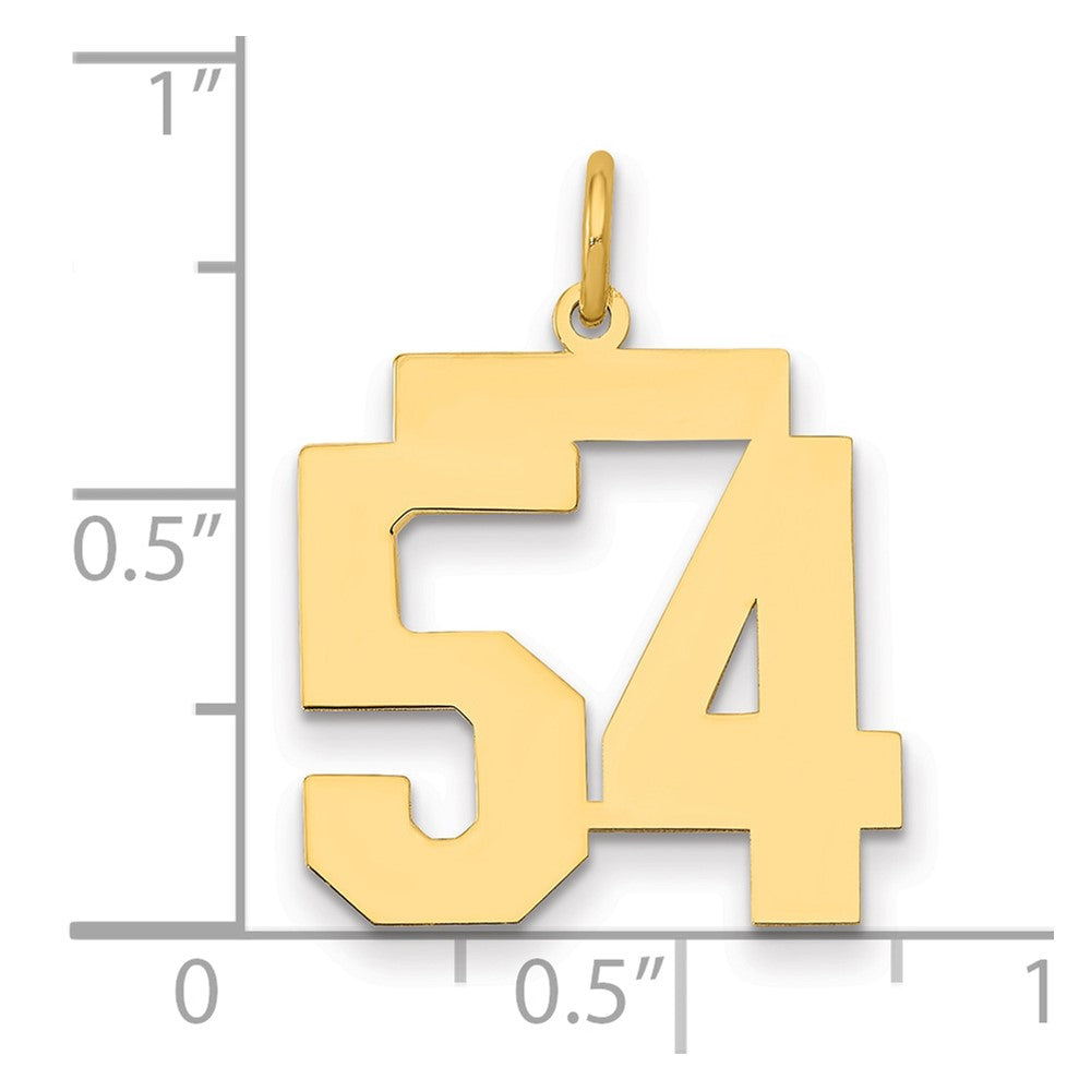 14K Gelbgold Mittel Poliert Zahl 54 Charm
