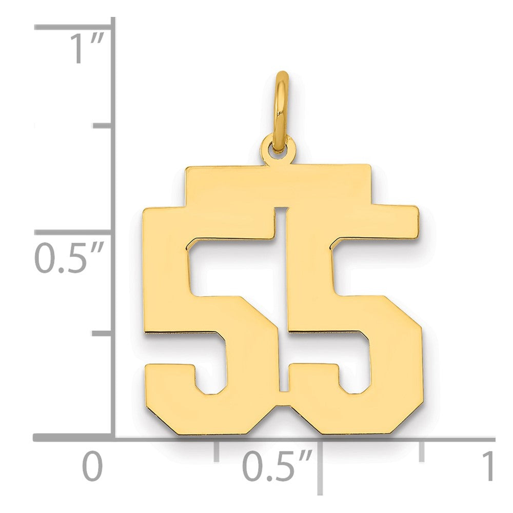 14K Gelbgold Mittel Poliert Zahl 55 Charm