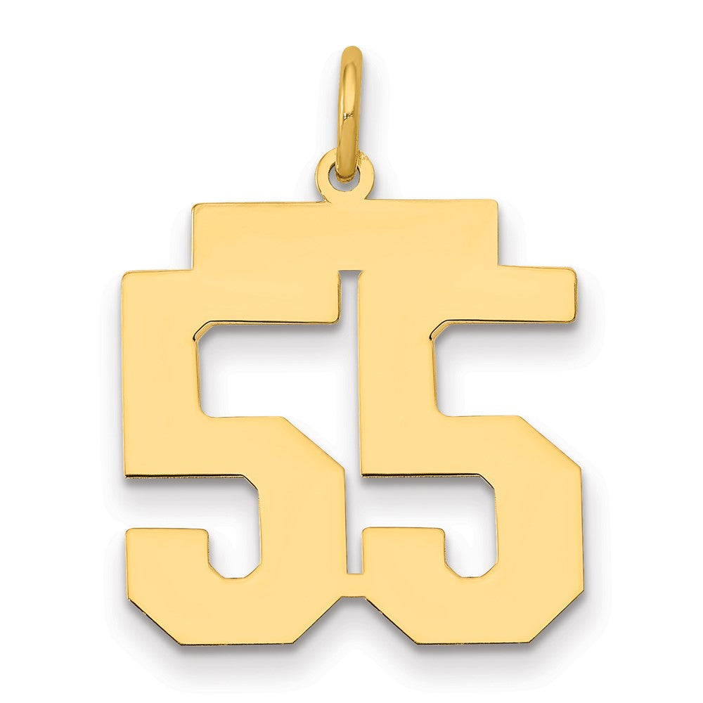 14K Gelbgold Mittel Poliert Zahl 55 Charm