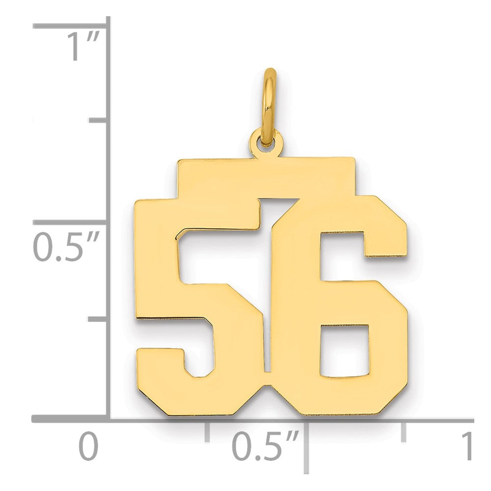 14K Gelbgold Mittel Poliert Zahl 56 Charm