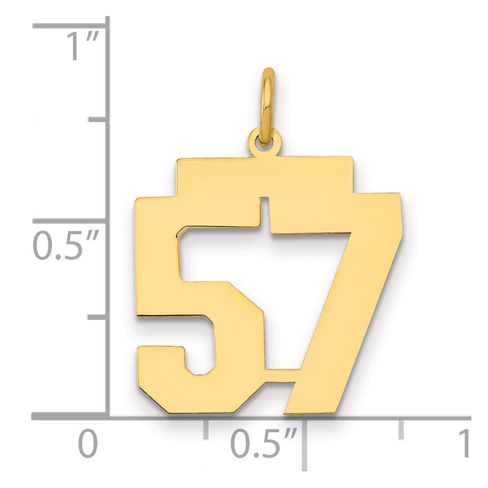 14K Gelbgold Mittel Poliert Zahl 57 Charm