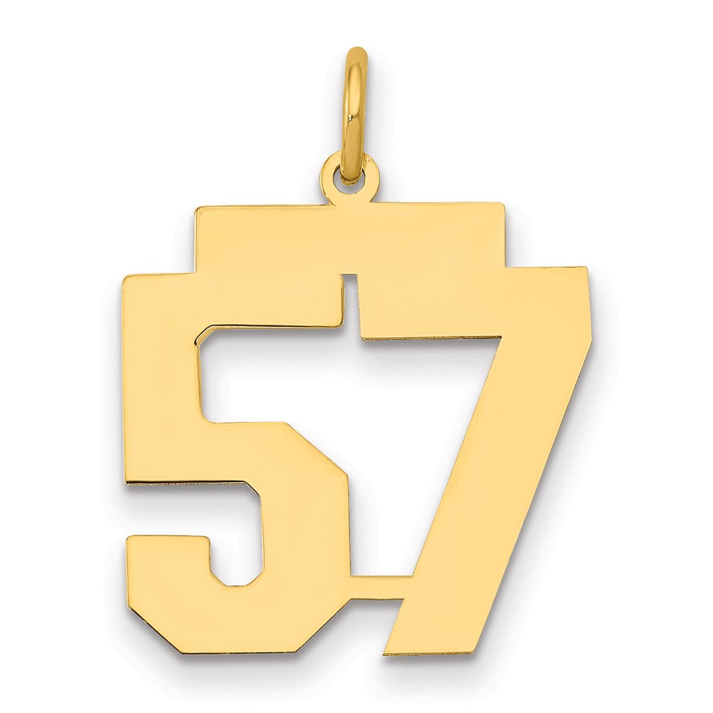 14K Gelbgold Mittel Poliert Zahl 57 Charm