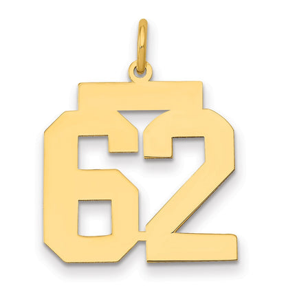 14K Gelbgold Mittel Poliert Zahl 62 Charm