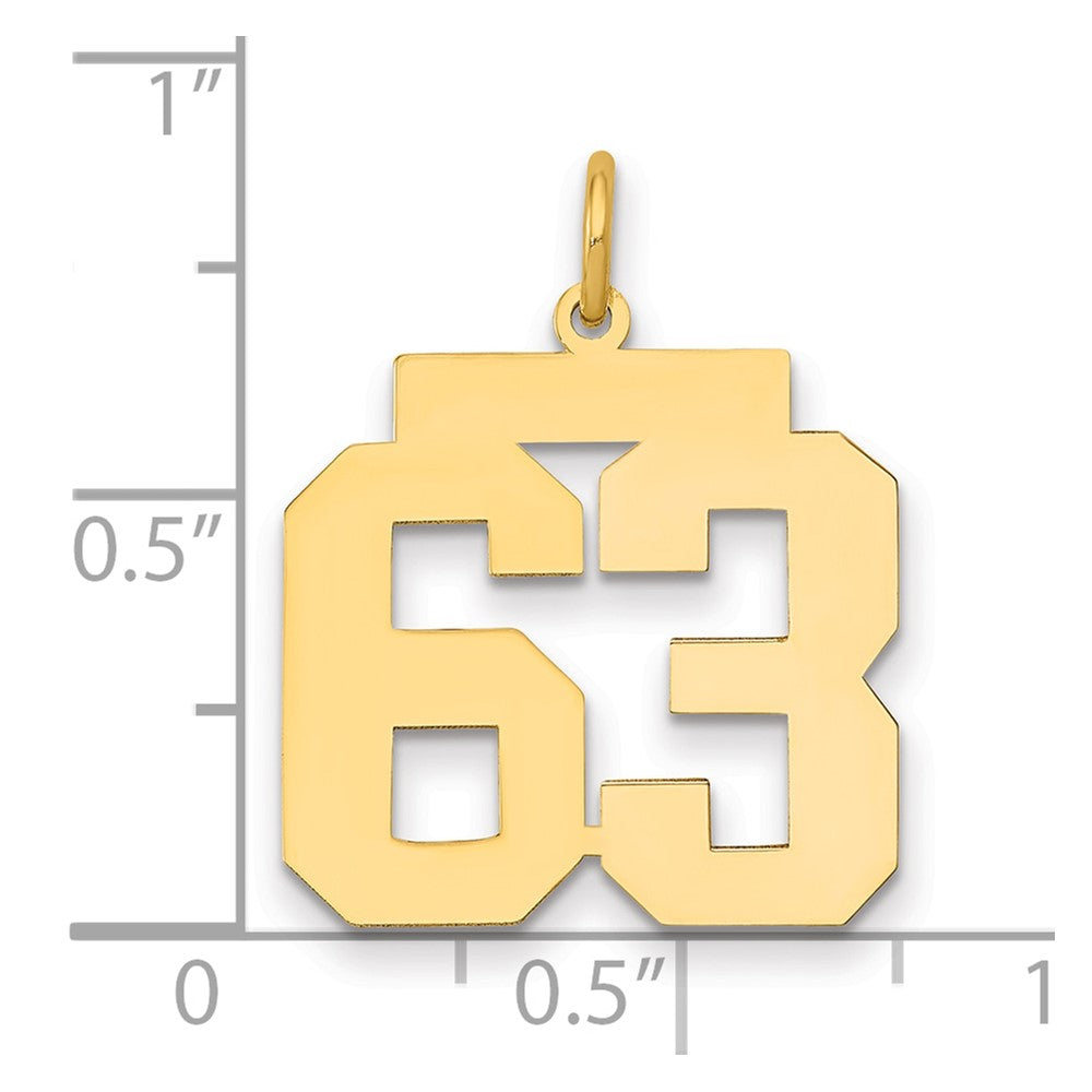 14K Gelbgold Mittel Poliert Zahl 63 Charm