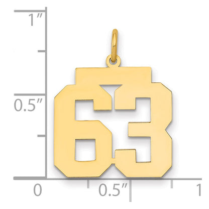 14K Gelbgold Mittel Poliert Zahl 63 Charm