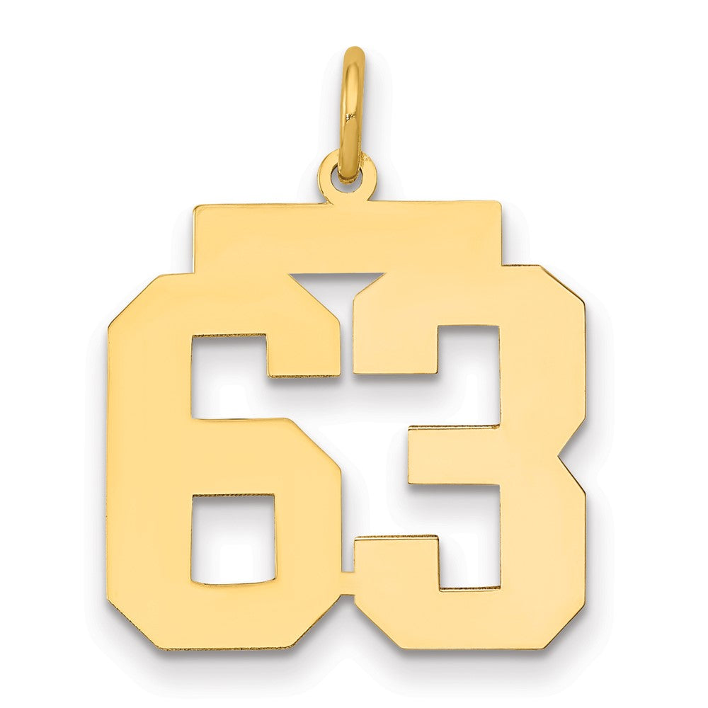 14K Gelbgold Mittel Poliert Zahl 63 Charm