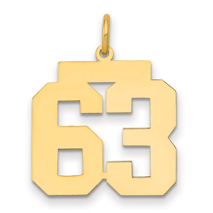 14K Gelbgold Mittel Poliert Zahl 63 Charm