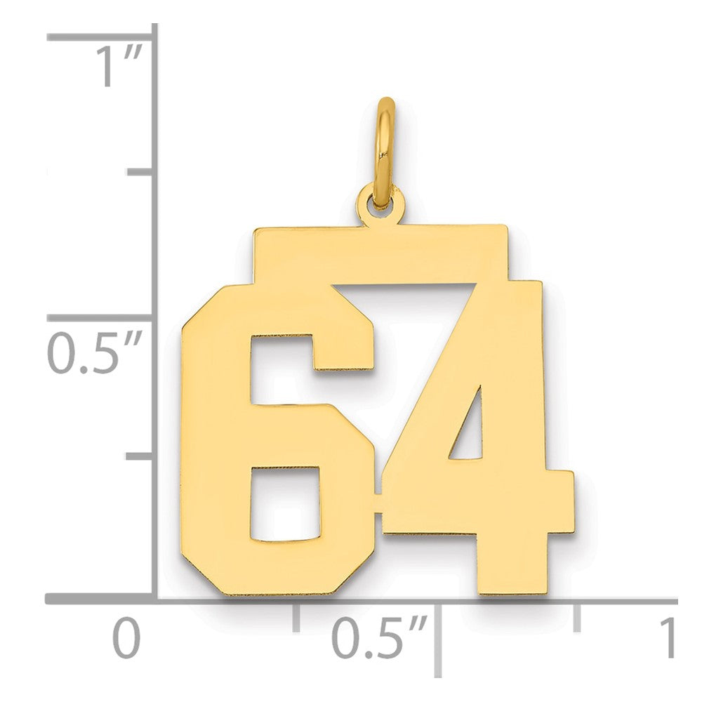 14K Gelbgold Mittel Poliert Zahl 64 Charm