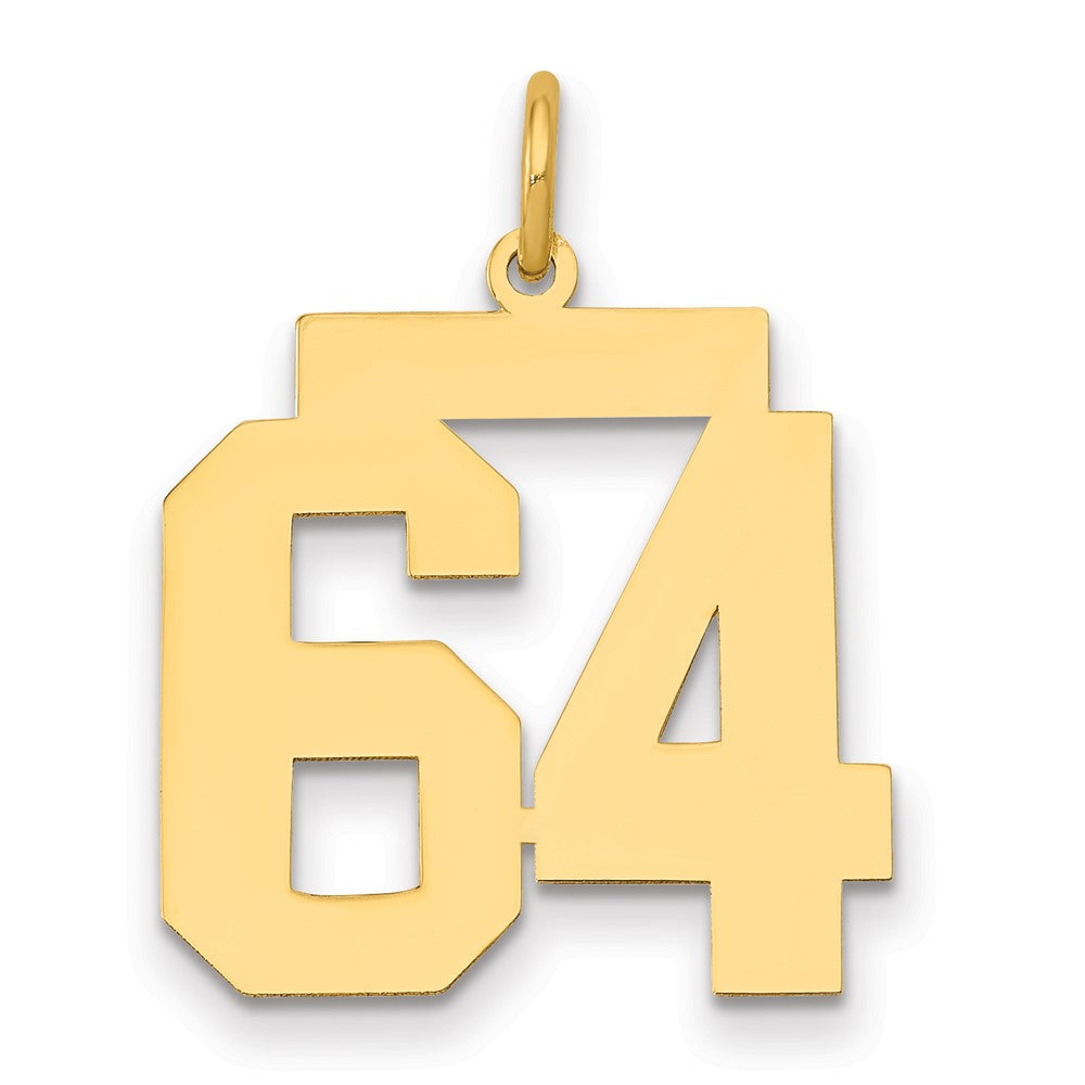 14K Gelbgold Mittel Poliert Zahl 64 Charm