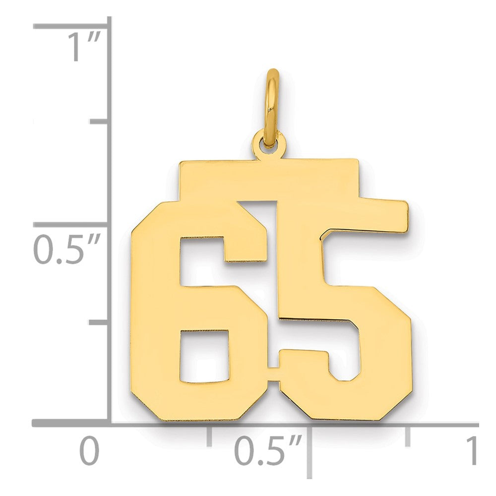 14K Gelbgold Mittel Poliert Zahl 65 Charm