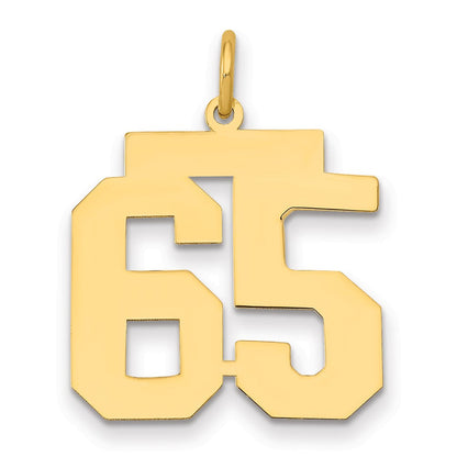14K Gelbgold Mittel Poliert Zahl 65 Charm