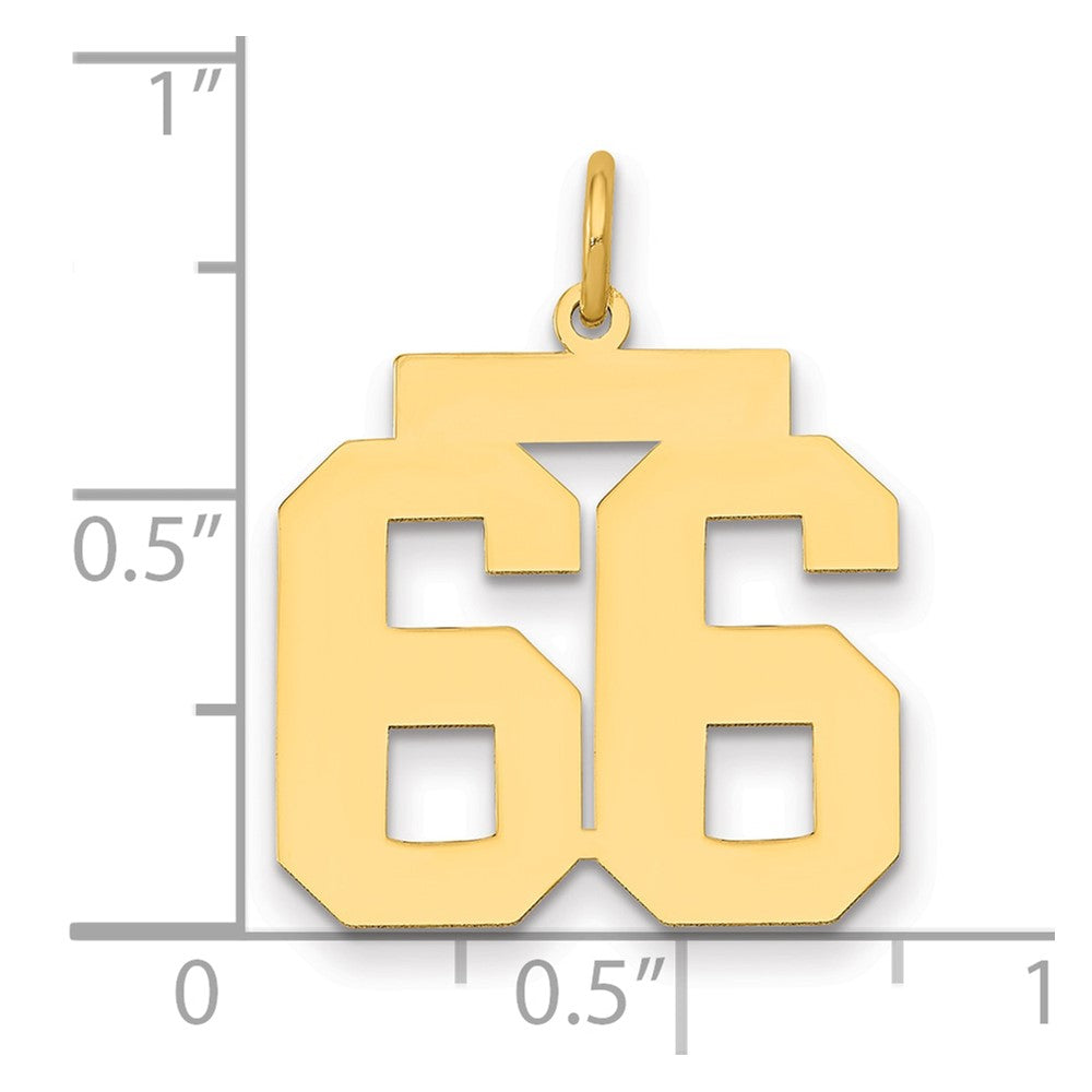 14K Gelbgold Mittel Poliert Zahl 66 Charm