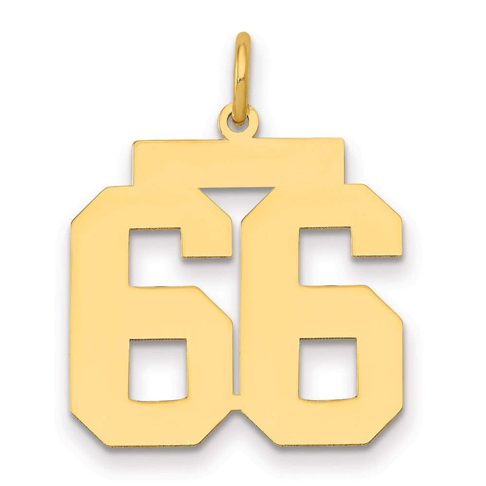 14K Gelbgold Mittel Poliert Zahl 66 Charm