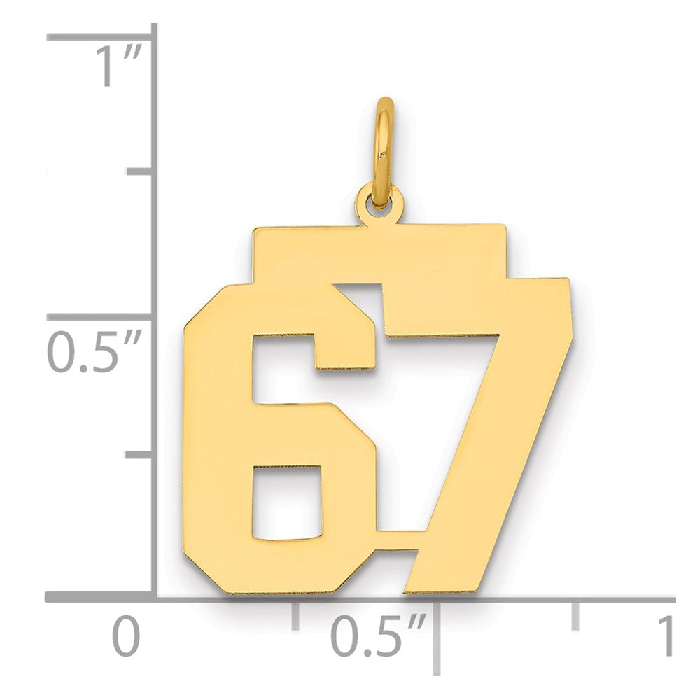 14K Gelbgold Mittel Poliert Zahl 67 Charm