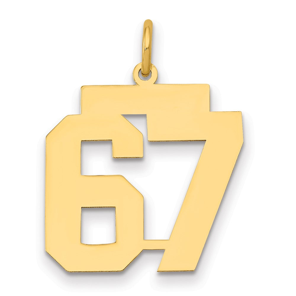 14K Gelbgold Mittel Poliert Zahl 67 Charm