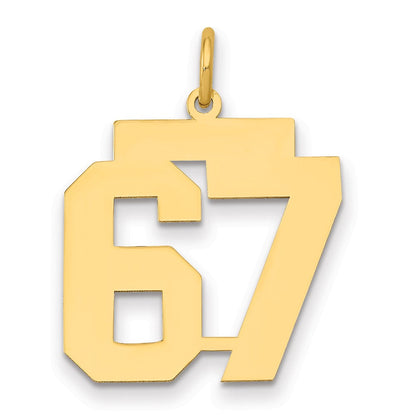 14K Gelbgold Mittel Poliert Zahl 67 Charm