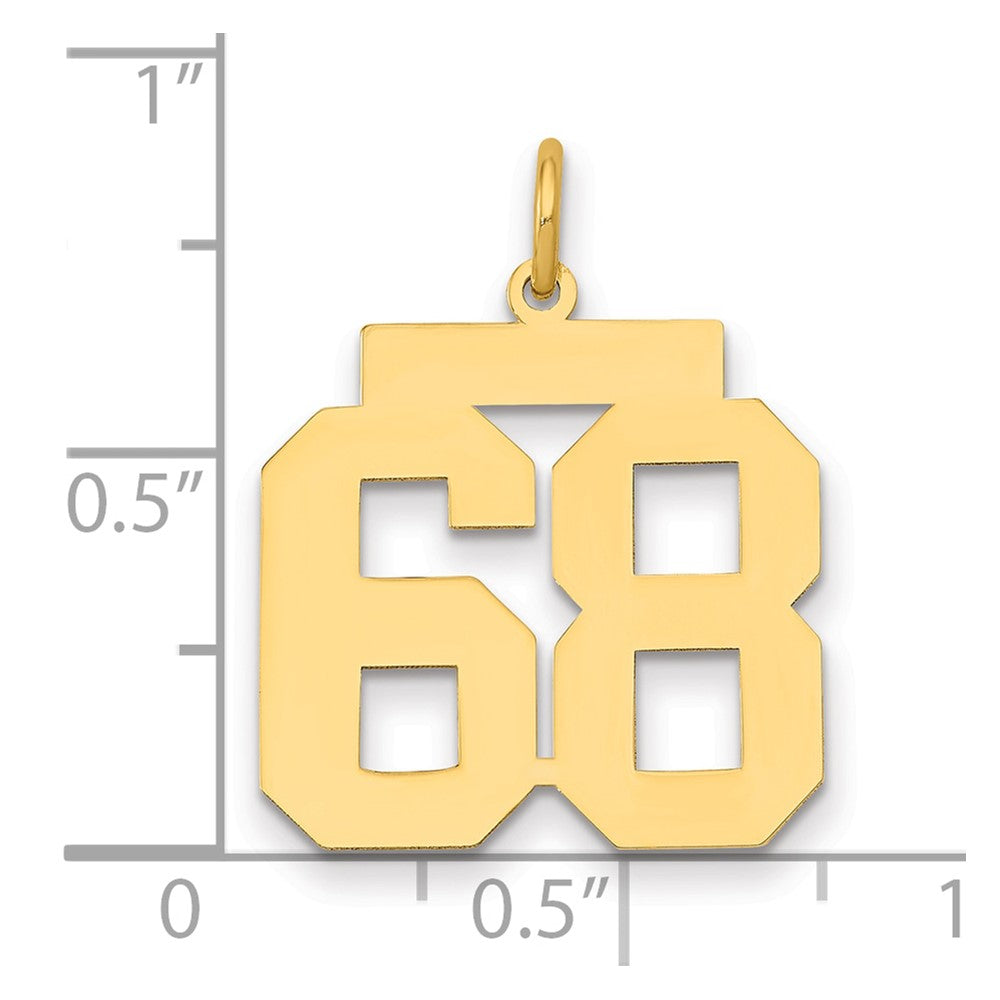 14K Gelbgold Mittel Poliert Zahl 68 Charm