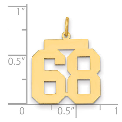 14K Gelbgold Mittel Poliert Zahl 68 Charm