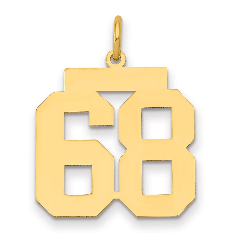 14K Gelbgold Mittel Poliert Zahl 68 Charm
