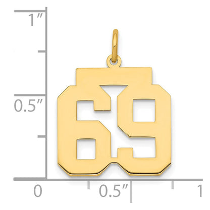 14K Gelbgold Mittel Poliert Zahl 69 Charm