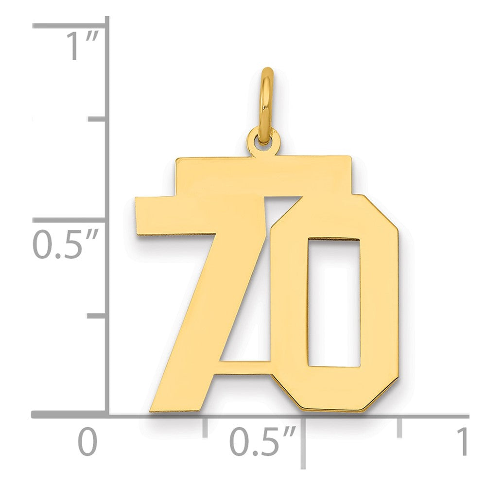 14K Gelbgold Mittel Poliert Zahl 70 Charm