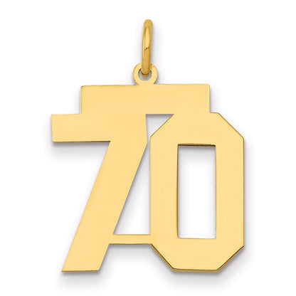 14K Gelbgold Mittel Poliert Zahl 70 Charm