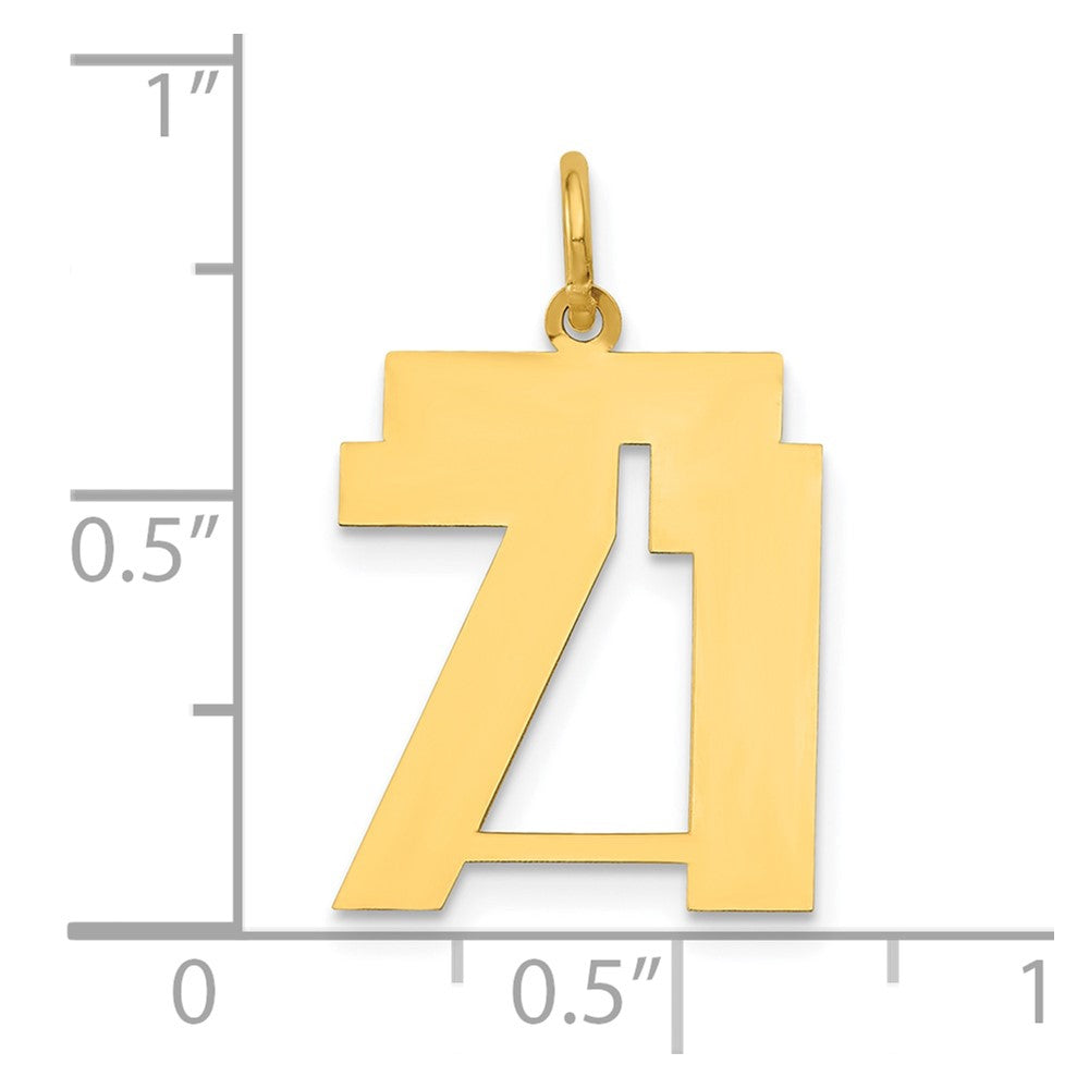 14K Gelbgold 14K Mittel Poliert Zahl 71 Charm