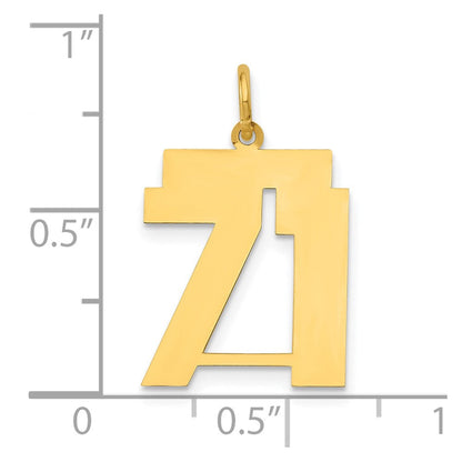 14K Gelbgold 14K Mittel Poliert Zahl 71 Charm