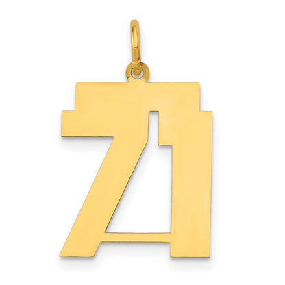 14K Gelbgold 14K Mittel Poliert Zahl 71 Charm
