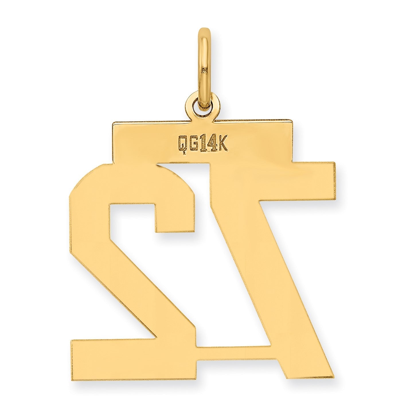 14K Gelbgold Mittel Poliert Zahl 72 Charm