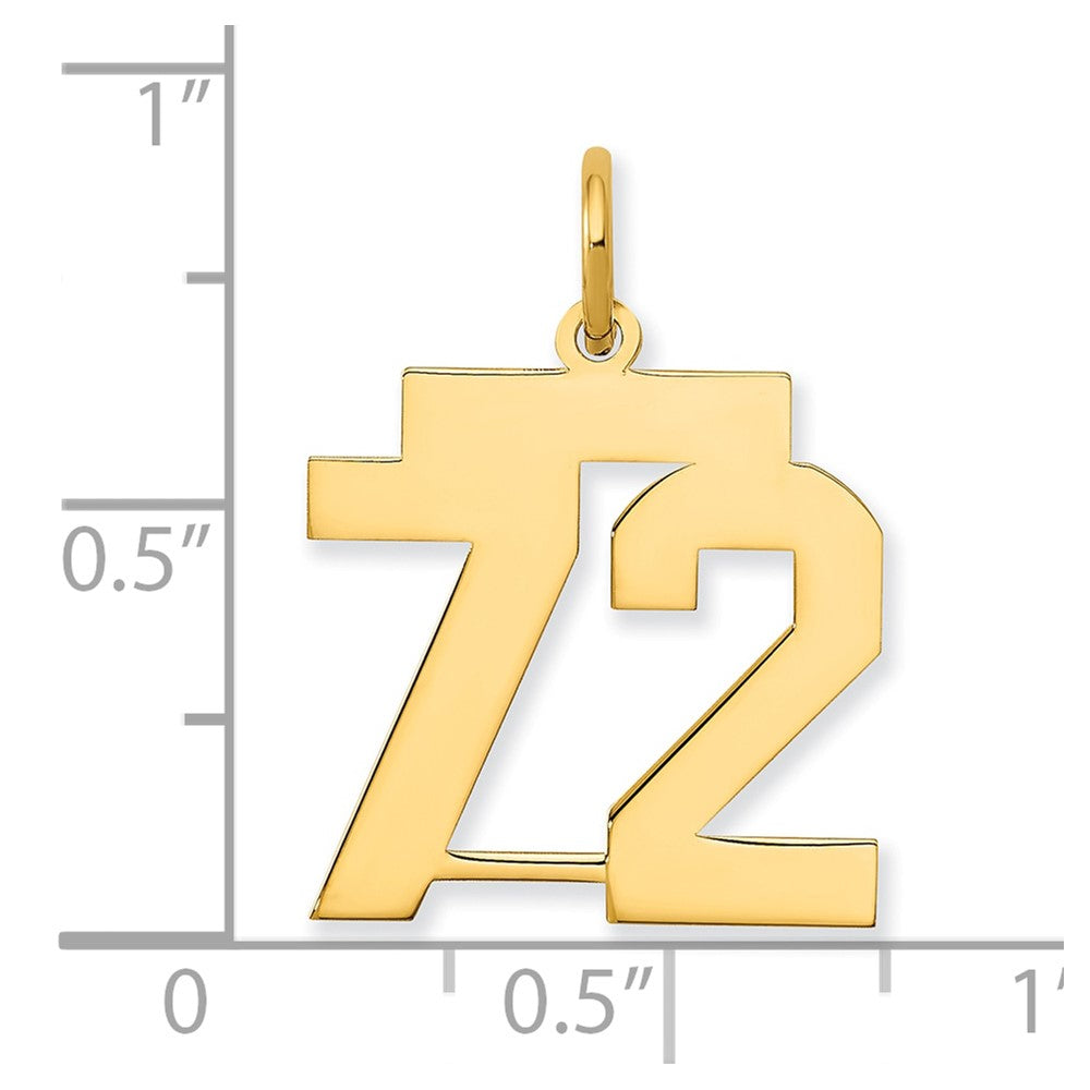 14K Gelbgold Mittel Poliert Zahl 72 Charm
