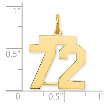 14K Gelbgold Mittel Poliert Zahl 72 Charm