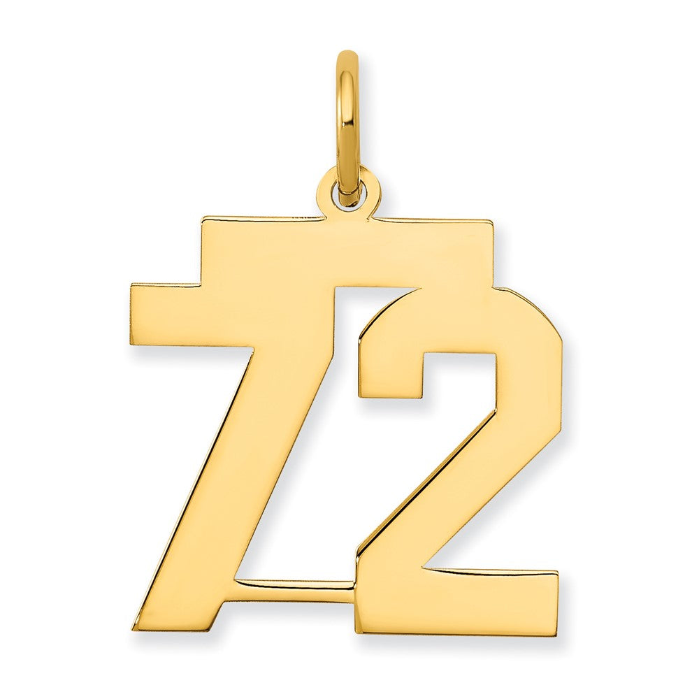 14K Gelbgold Mittel Poliert Zahl 72 Charm