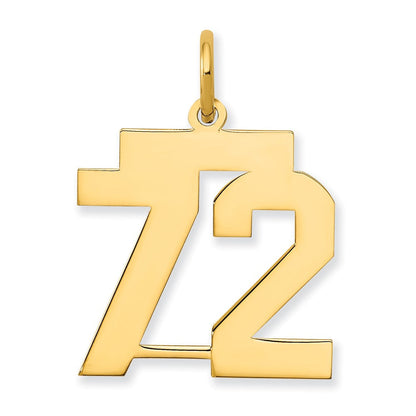 14K Gelbgold Mittel Poliert Zahl 72 Charm