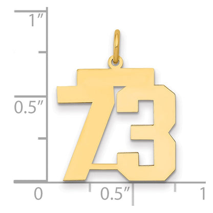 14K Gelbgold Mittel Poliert Zahl 73 Charm