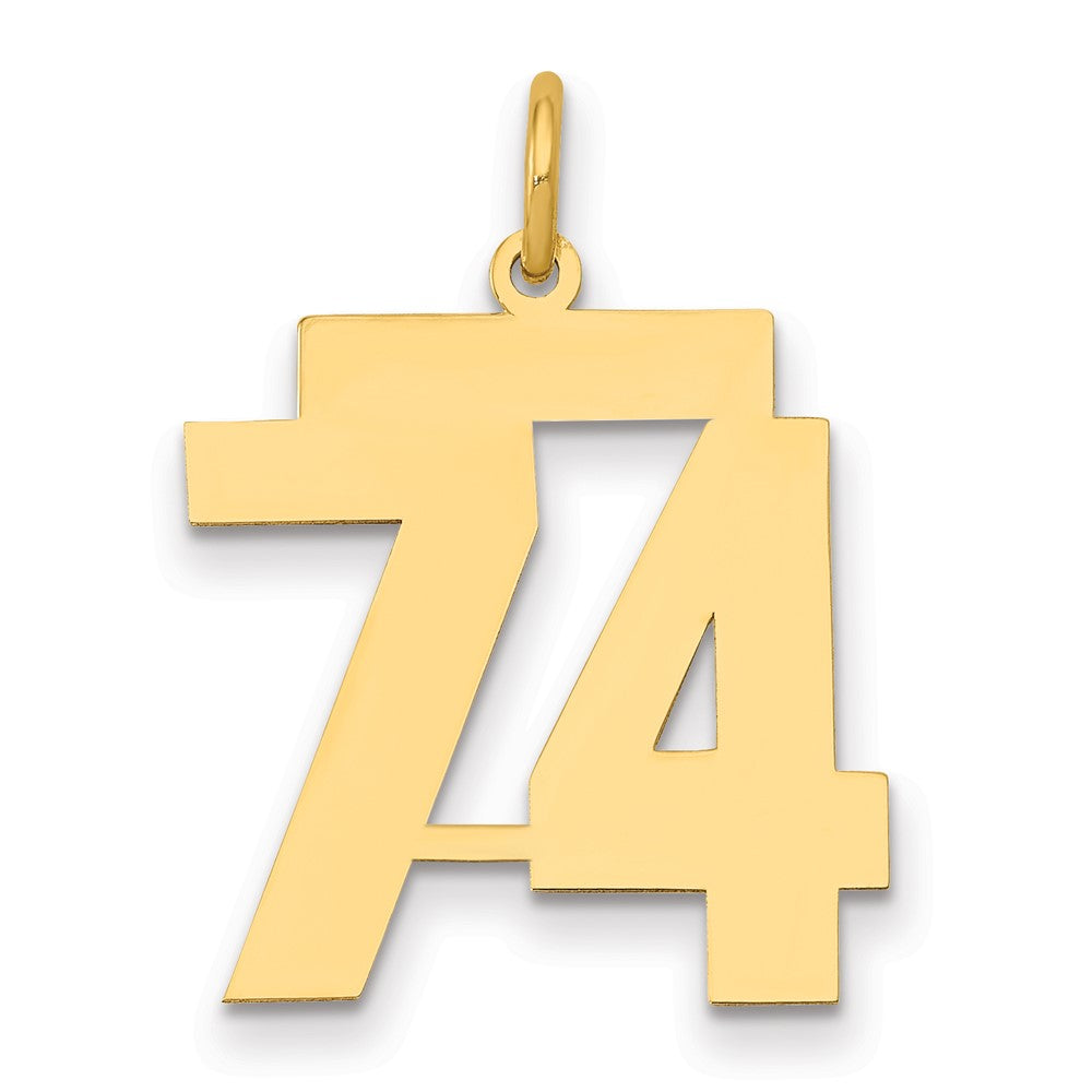 14K Gelbgold Mittel Poliert Zahl 74 Charm