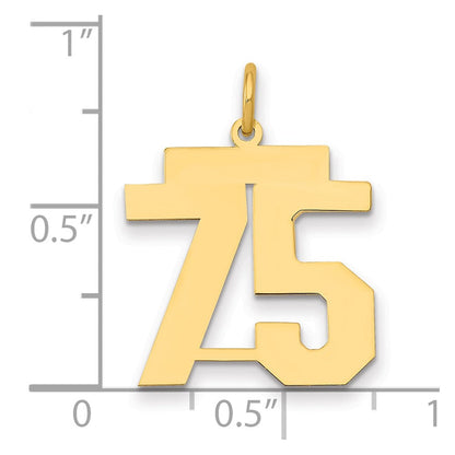 14K Gelbgold Mittel Poliert Zahl 75 Charm