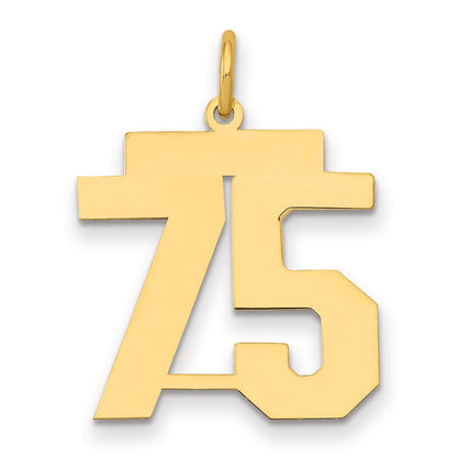 14K Gelbgold Mittel Poliert Zahl 75 Charm