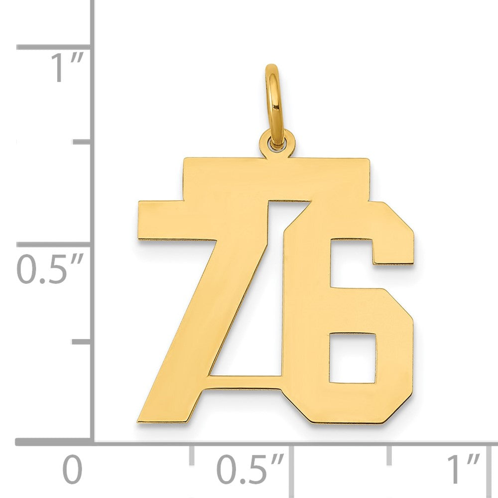 14K Gelbgold Mittel Poliert Zahl 76 Charm