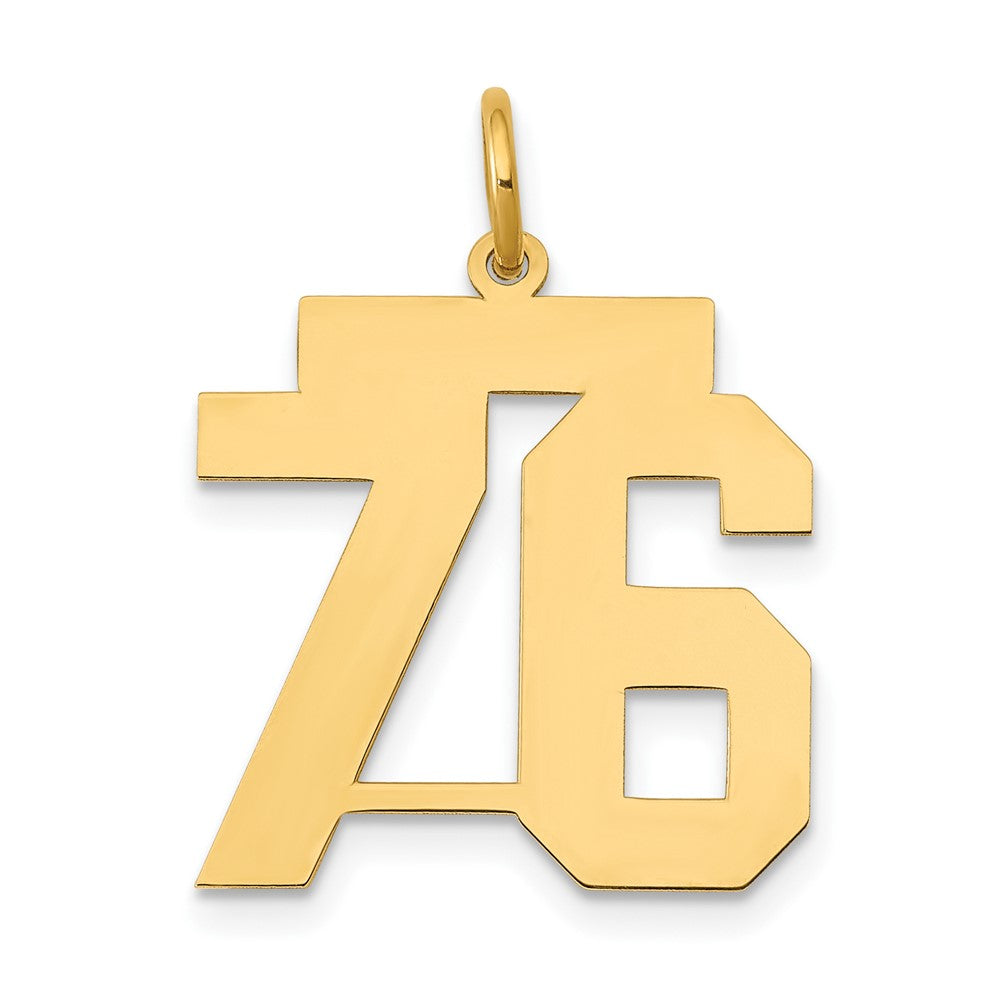 14K Gelbgold Mittel Poliert Zahl 76 Charm