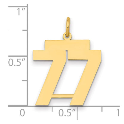 14K Gelbgold Mittel Poliert Zahl 77 Charm