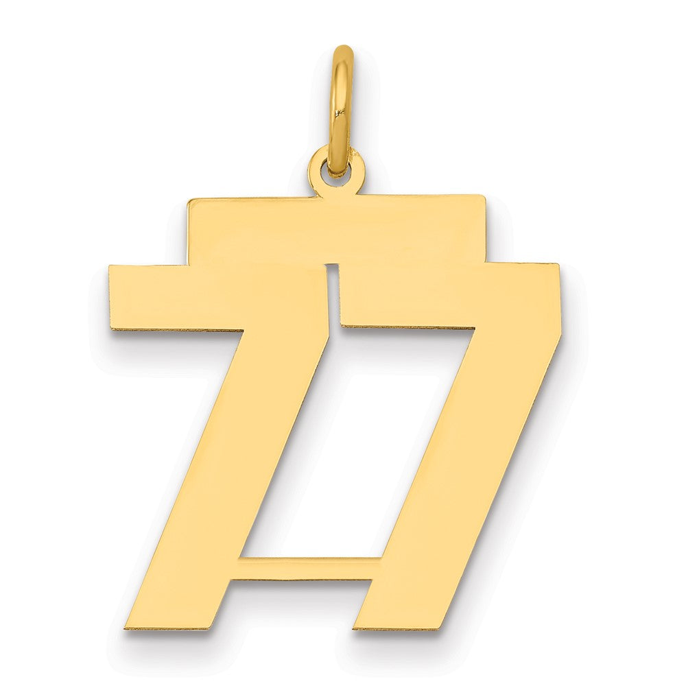 14K Gelbgold Mittel Poliert Zahl 77 Charm